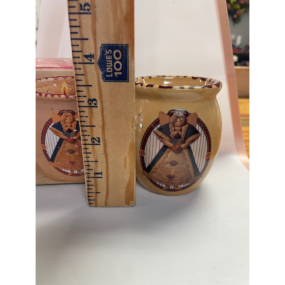 Giftco Country Angel Ceramic Crock Candle Tan Primitive Farmhouse Decor 05125 - Picture 6 of 14